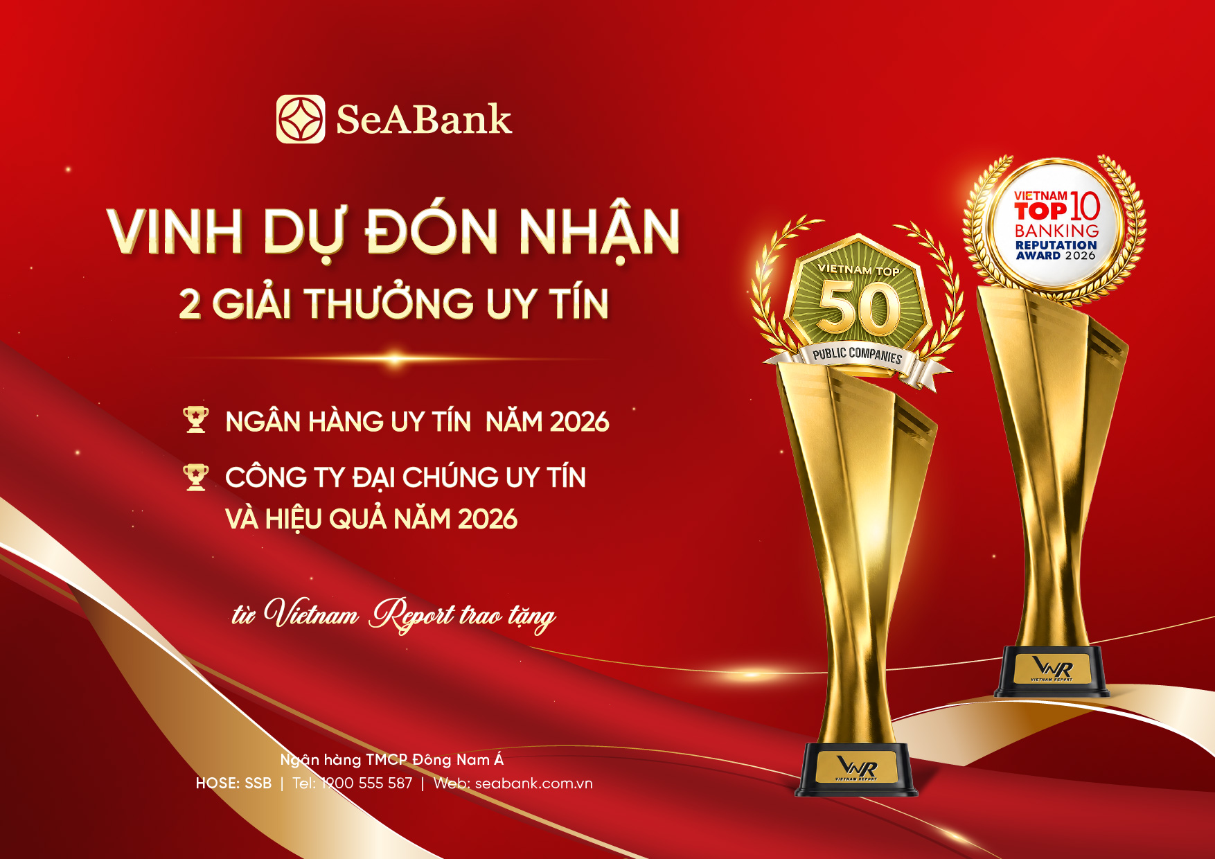 SeABank được vinh danh trong 2 bảng xếp hạng uy tín nhờ năng lực tài chính và quản trị vững mạnh