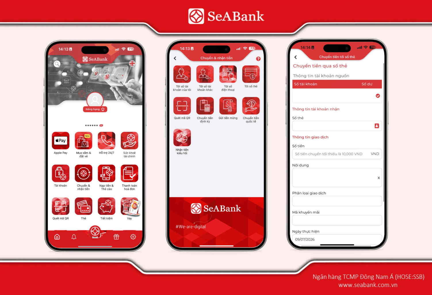 Chuyển khoản qua số tài khoản trên SeAMobile