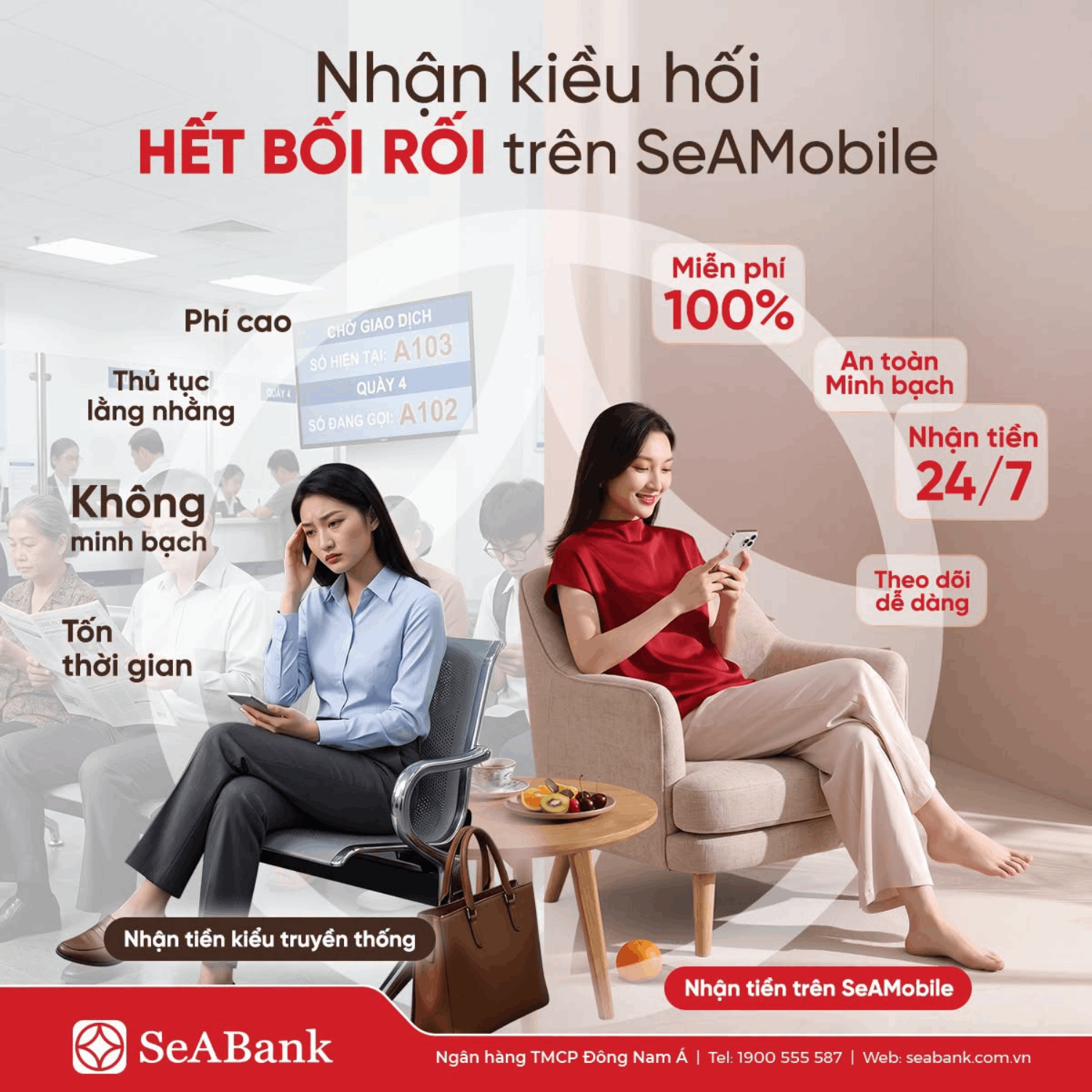 Mở tài khoản SeABank online chỉ trong vài phút để nhận tiền từ nước ngoài gửi về cực kỳ nhanh chóng và an toàn.