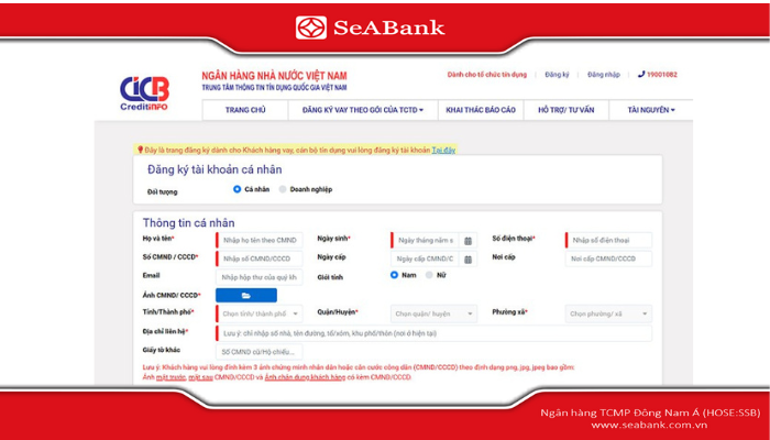 Bạn cần đăng ký tài khoản trên cic.gov.vn để có thể truy cập thông tin