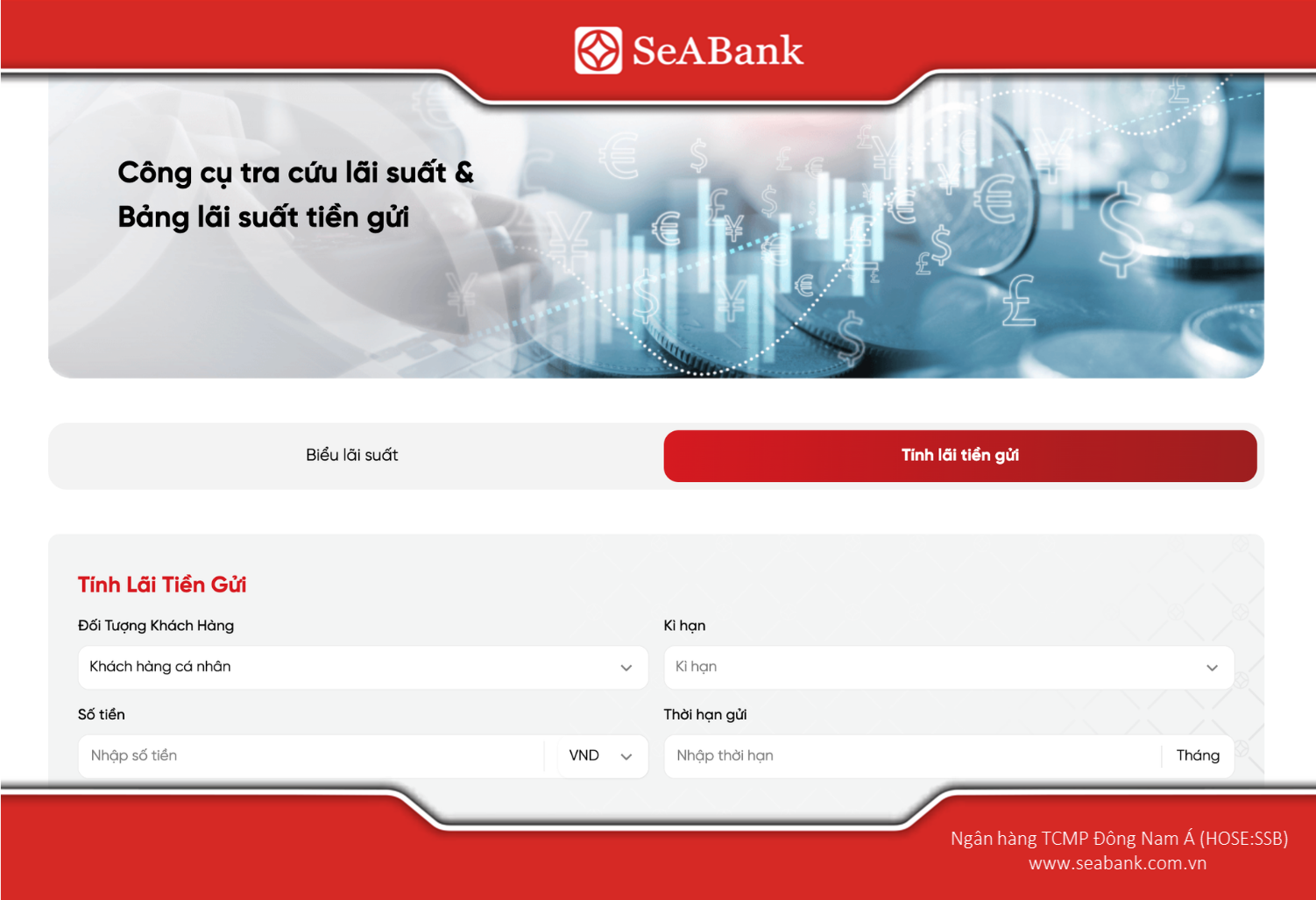 A convenient savings interest calculator tool on the SeABank website