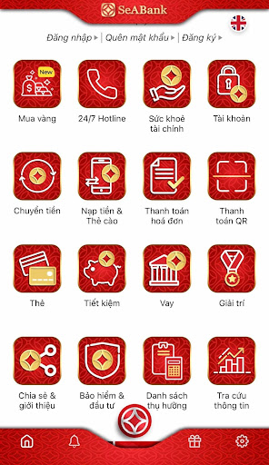 Chọn mục “Thanh toán hóa đơn” trên ứng dụng SeAMobile để thanh toán tiền điện online