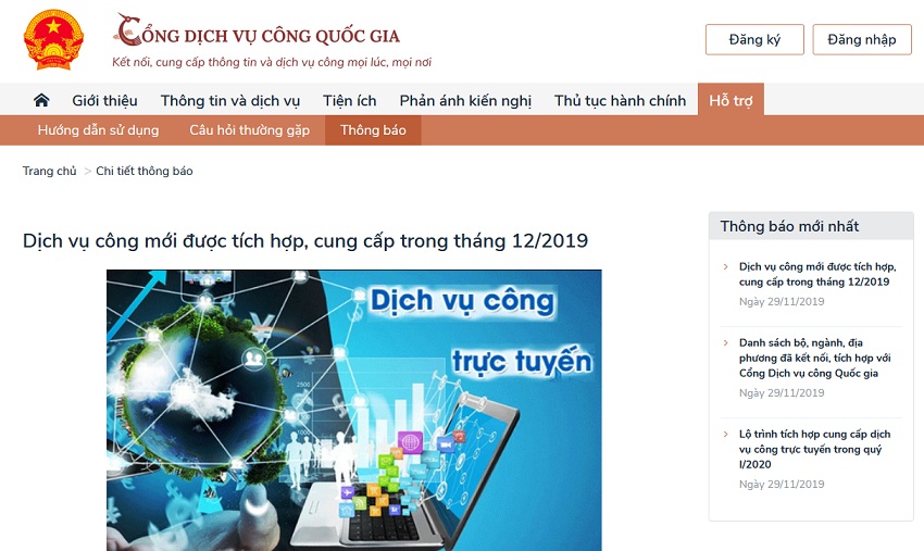 Cổng Dịch vụ công Quốc gia cũng cung cấp dịch vụ thanh toán tiền điện online.
