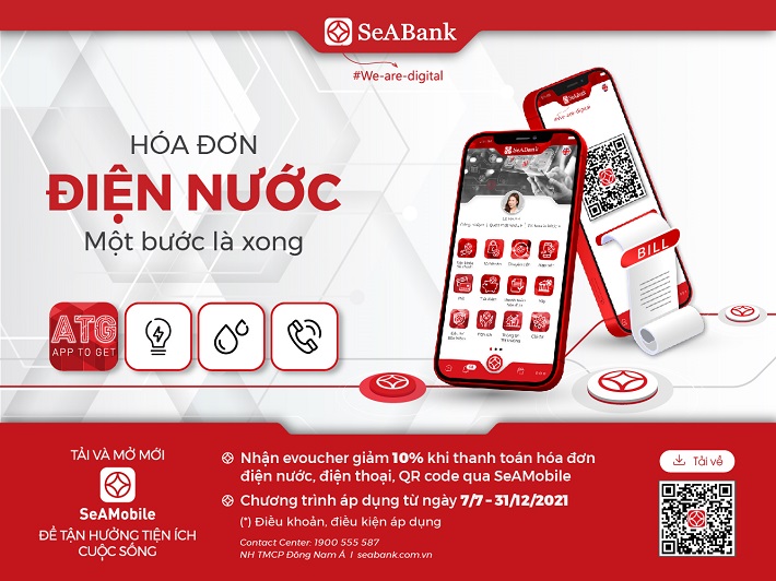 Doanh nghiệp có thể dễ dàng thanh toán trực tuyến hóa đơn điện, nước qua Ngân hàng số SeAMobile Biz rất tiện lợi và nhanh chóng