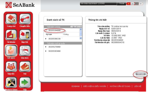 Gửi tiết kiệm online trên SeAMobile/SeANet của SeABank nhanh chóng, dễ dàng