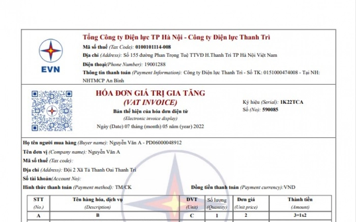 Khách hàng có thể dễ dàng tìm thấy được thông tin mã khách hàng của mình trên hóa đơn tiền điện