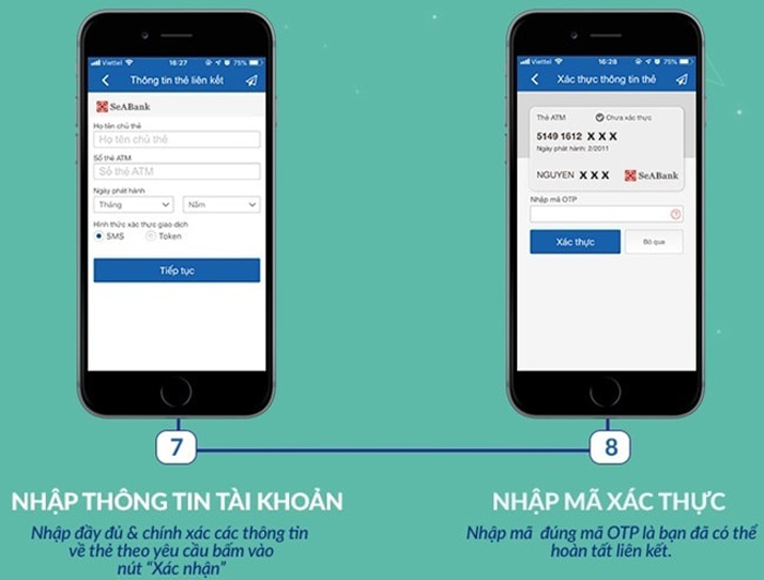 Bước nhập mã xác thực OTP khi thanh toán bằng ví điện tử qua ngân hàng SeABank