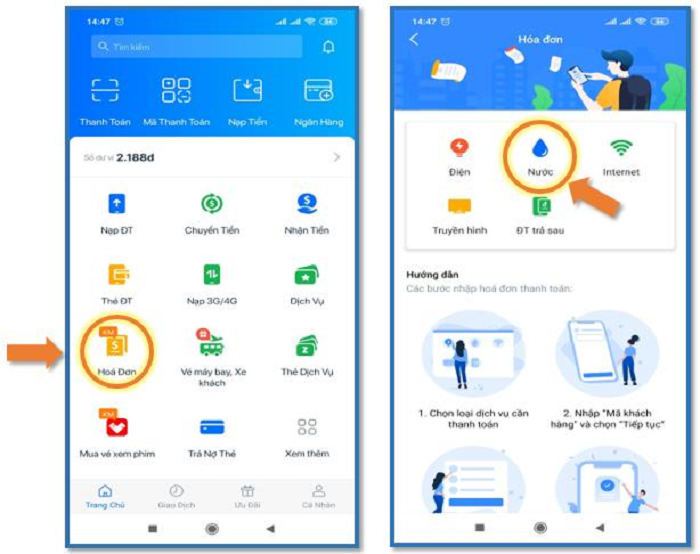Thanh toán hóa đơn tiền nước qua Zalo Pay